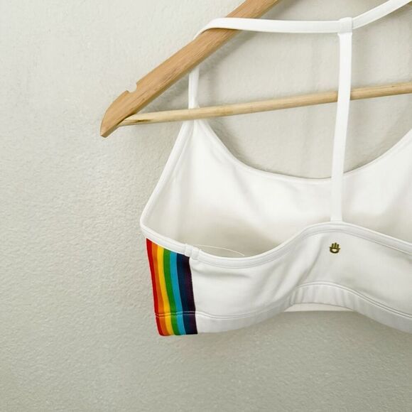 SPIRITUAL GANGSTER | Rainbow White T-Back Sports Bra Top  | Size Medium - Picture 5 of 9